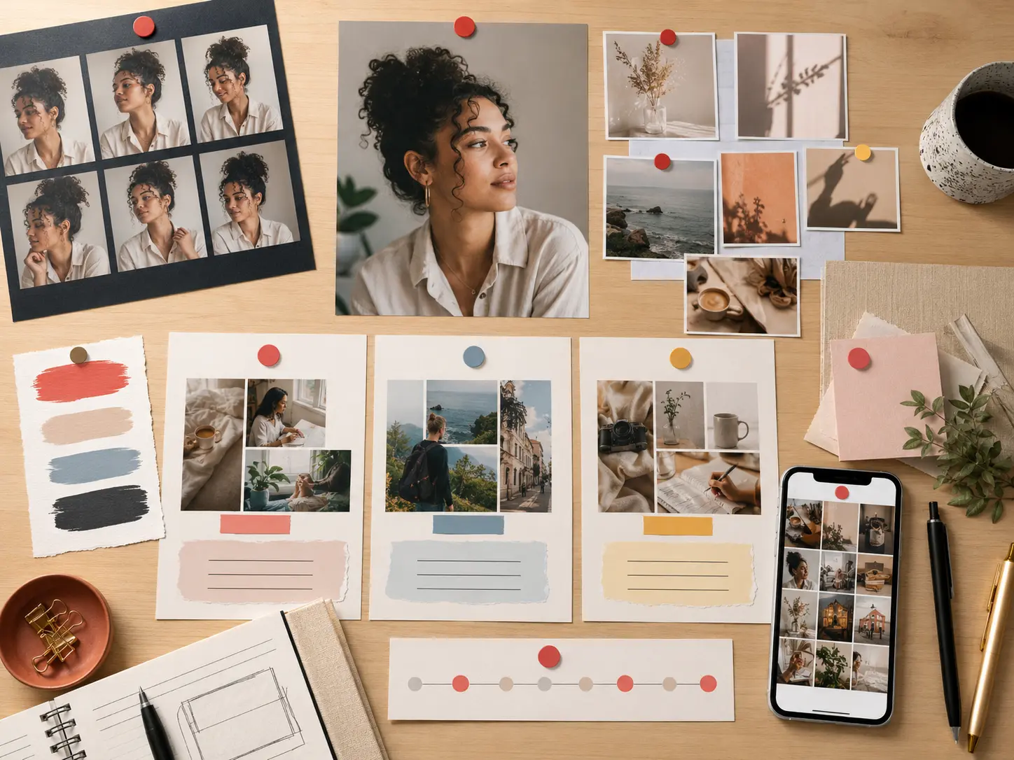 Instagram creator profile strategy board with LuNote profile diagnosis questionnaire