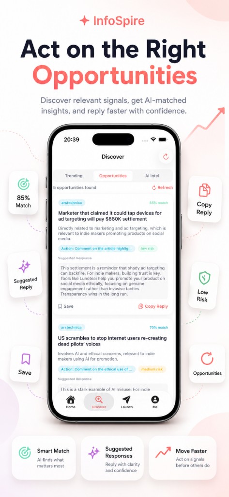 InfoSpire Opportunities — AI-matched insights with suggested responses